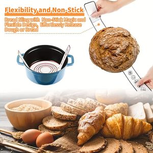 Easy Clean <b>Silicone</b> Bread Sling Dutch Oven Non-Stick Reusable <b>Silicone</b> <b>Baking</b> Mat <b>Silicone</b> Bread Sling with Long Handles - Product Image 4