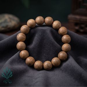 Bracelet en bois d'agar de haute qualité, perles en bois naturel brun 12 mm, bracelets en bois d'agar AL-T12-0002, minimaliste, unisexe, fait main - Product Image 2