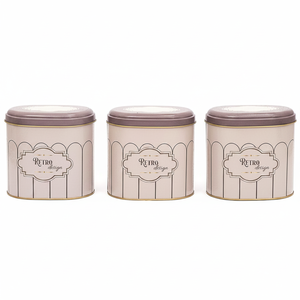 Oval <b>Metal</b> Storage <b>Box</b> Set 140 x 120 x 130 mm 1.4L (Set of 3 ) Retro Retro Design - Product Image 2