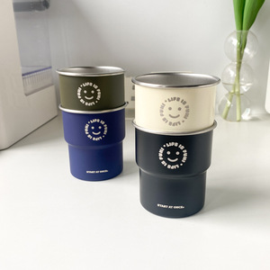 Tazze da viaggio personalizzate con Logo simpatico sorriso in acciaio inossidabile impilabili birra da campeggio tazza per bere caffè con coperchio e paglia - Product Image 3