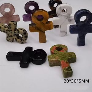 Gros sculpté Ankh breloques, <span class=keywords><strong>Crux</strong></span> Ansata pierre de guérison pierres précieuses pendentif améthyste pour la fabrication de bijoux, env. 30x20mm - Product Image 3