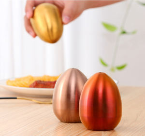 Vente en gros SYH1187 – Salière et poivrière en acier inoxydable en forme d'œuf, pot à épices en métal, outil pratique pour la cuisine - Product Image 2