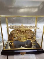 Reloj de Mesa de Bola Rodante de Latón con Movimiento de Fusible de Cristal Cúbico Chapado en Oro, Esfera Reversible de Día y Noche con Pista en Zigzag