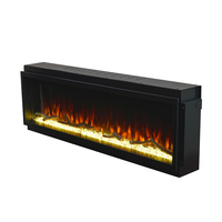 Cheminée électrique murale intelligente à affichage intégral en verre, à flamme unique, avec double lampe et simulation de flamme 3D, pour usage hôtelier