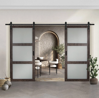 Portes coulissantes doubles en verre dépoli, portes de grange en bois, cloisons intérieures composites, portes sur mesure pour projets de séparation de pièces