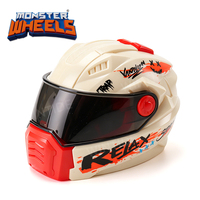 Monster Wheels : Boîte mystère de mini voitures à friction en plastique avec lanceur casque, à rétrofriction, pour course surprise, cascades et tout-terrain