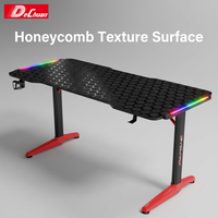 Bureau de jeu avec texture nid d'abeille, plateau en fibre de carbone, éclairage latéral RGB, commandes en gros