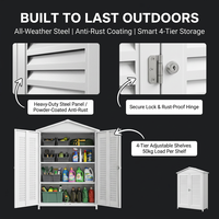Armoire de jardin en métal blanc avec porte à persiennes, abri de rangement extérieur pour outils, abri utilitaire de jardin en forme de maison, résistant aux intempéries, commande en gros