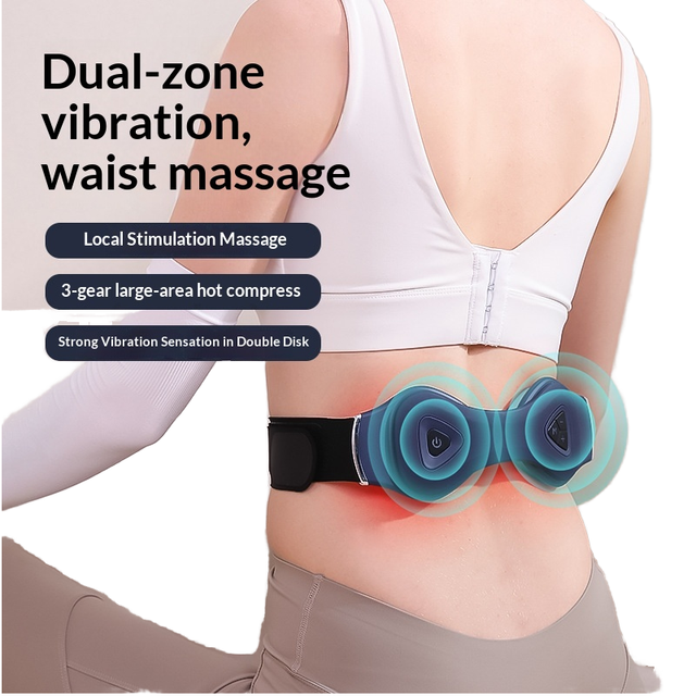 Dyanlife Cross-border Smart Heating Waist Belt Hot Compress Vibration EMS Microcurrent Electric Pulse Massage USB Rechargeable