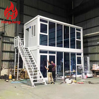 Maison de conteneur de luxe de 20 pieds Maison de conteneur préfabriquée Maison d'été Conteneur de stockage Maison en acier léger Grande villa plate minuscule