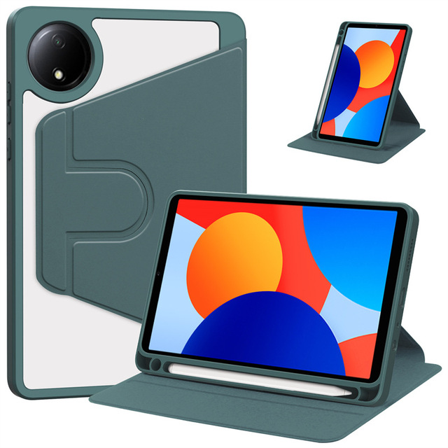 For Redmi SE 8.7 Full-Cover Acrylic Rotating Leather Case with Anti-Fall Glass Bracket Protective Cover for Redmi