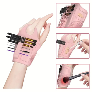 Accessoires de maquillage en silicone souple pour la maison : support de rangement réglable pour pinceaux et palettes avec sangle de poignet - Product Image 2