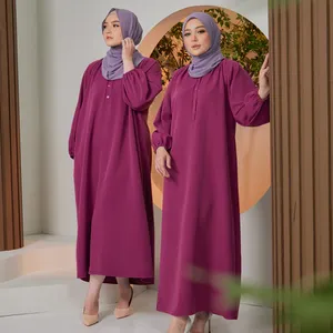 Vestido Largo Morado de Manga Larga para Mujer, Estilo Modesto Musulmán, para Uso Diario en la Oficina, Elegante, Superventas en Malasia - Product Image 5
