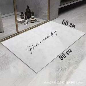 Tapis de bain en terre de diatomée Temu Marble, lot de 2, antidérapant, facile à nettoyer, tapis de sol rectangulaire pour la maison, motif abstrait - Product Image 4