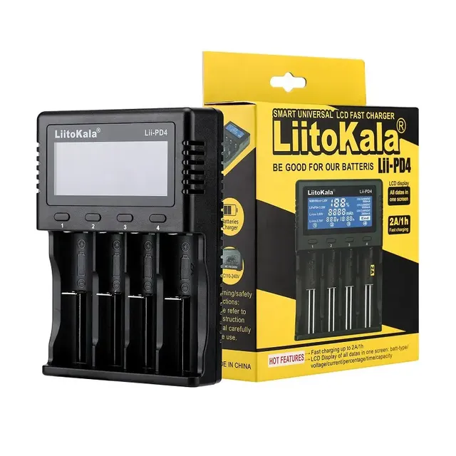 Factory PriceLii-PD4 4 slot LCD 18650 Battery Charger For 1.2V 3.7V Li-ion 18650/18500/16340/26650/21700 /20700/18350