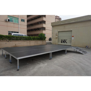 Aluminum Adjustable Height Modular <b>Stage</b> Easy Assembly Non-Slip <b>Platform</b> Portable Design for Outdoor Events Concerts (Wood - Product Image 6