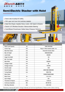 Xe nâng bán điện CTYD Series 1000kg 1500kg 2000kg, nâng điện, vận hành bằng tay, xe nâng pallet, nhà máy sản xuất mới - Product Image 6