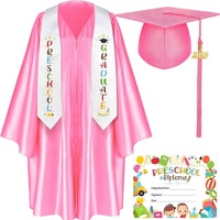 Gaun Wisuda TK Anak Laki-laki Perempuan Seragam Sarjana 3Pcs Set Seragam Wisuda Prasekolah Jubah Selendang dan Topi