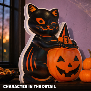 Décoration d'Halloween en plastique moulé par soufflage, chat noir et citrouille, ornement de fête extérieur, présentation de vacances - Product Image 5