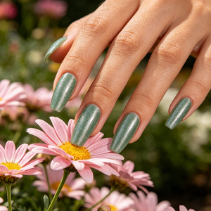 <span class=keywords><strong>Faux</strong></span> Ongles à Presser Réutilisables pour Femmes, Couverture Complète, Forme Ballerine Moyenne, Vert Sauge Pailleté Brillant, Style Français, en ABS, pour Usage Quotidien et Soirées, Beauté - Product Image 1