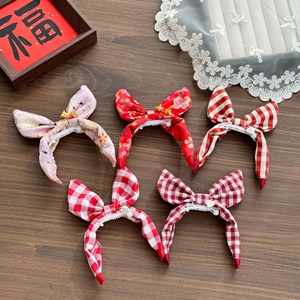 Bandeau en tissu à nœud papillon pour animaux de compagnie, rouge, style chinois, fête du Nouvel An, couvre-chef pour chien, maltais, bichon, toutes saisons - Product Image 2