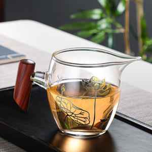 Tasse de partage en verre Muque Male Cup avec poignée en bois japonaise, épaissie et résistante à la chaleur, distributeur de thé, accessoires pour service à thé Kung Fu - Product Image 3