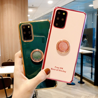 Funda para Samsung Galaxy Note 20 Ultra S20 FE S10 A6 A7 A8 Plus S21 A72 A52 J8, con Anillo de Soporte para Dedos, Plateada, Suave