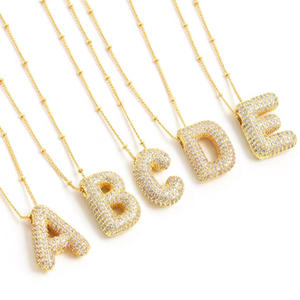 14K altın sıcak satış mektubu Charm 26 İngilizce mektup kolye zirkon kolye kolye DIY takı yapımı Charms - Product Image 4