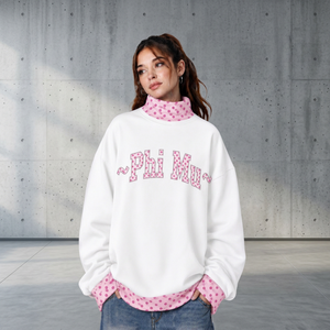 Top Quality <b>Women's</b> Fleece Mockneck <b>Sweatshirt</b> with Custom Polka Dots Trim Letter Print Pullover <b>Lightweight</b> Causal Streetwear - Product Image 2
