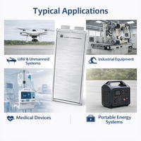 Batterie semi-solide NCM au lithium en pochette 3,7 V 35 Ah / 45 Ah / 55 Ah légère et haute énergie pour applications aériennes et industrielles