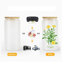 Vaso de Vidrio Borosilicato Personalizado Haonai de 16 oz con Tapa de Bambú y Pajita - Diseño Transparente/Esmerilado, Ecológico y Saludable