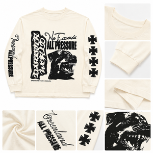 T-shirt Vintage da Uomo a Maniche Lunghe 100% Cotone con Grafica Digitale <span class=keywords><strong>Pitbull</strong></span> Cross, Magliette Personalizzate OEM a Maniche Lunghe - Product Image 3