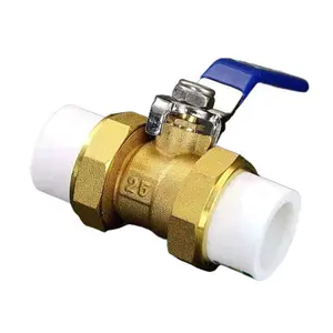 Válvula de bola Ppr de doble unión, interruptor de válvula de tubería de agua soldada por fusión en caliente