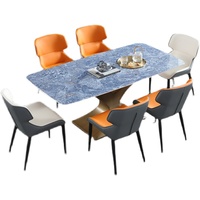 Centre de Table en marbre naturel, 4/6/8 places, avec jambes en or brossé, meubles de salle à manger, vente en gros