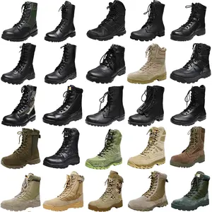 Botas tácticas de cuero negro para jungla, botas de combate tácticas de Panamá personalizadas, de alta calidad