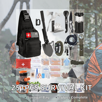 Kit de survie, cadeaux de Noël pour hommes et femmes, sac de premiers secours d'urgence à bandoulière, 251 pièces, métal, capacité de 2 L, entièrement étanche, 3