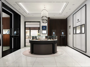 Vitrine de présentation de bijoux entièrement assemblée, verrouillable, sur pied, personnalisable avec un joli logo – Offre Spéciale - Product Image 5