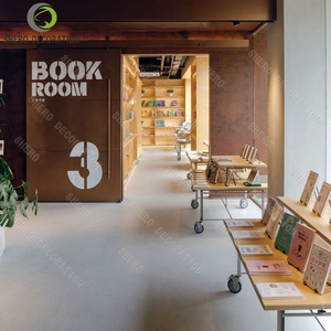 Customized Bookstore Furniture Retail Display Counter <b>Wooden</b> Display Cabinet With Light Book Store Fixture Bookstore Bookshelves - Product Image 6