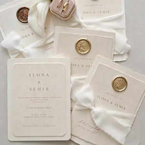 <span class=keywords><strong>Tarjeta</strong></span> de Felicitación de Boda Hecha a Mano con Papel Kraft de Borde Decorativo Personalizado, Impresión Digital Premium, Cartulina Offset - Product Image 4
