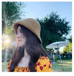 Chapeau de paille souple pliable à petit bord, style pêcheur, en crochet, fait main, mode coréenne d'été pour femme, protection solaire, uni, pour la plage - Product Image 4