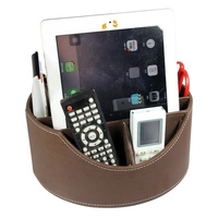Support de télécommande rotatif à 360 degrés en cuir PU LG8142 OEM, organisateur de bureau brillant en forme de polygone, boîte de rangement pour contrôleurs