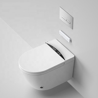 WC intelligent allongé de luxe mural avec chasse d'eau électrique par gravité, siège chauffant et télécommande incluse