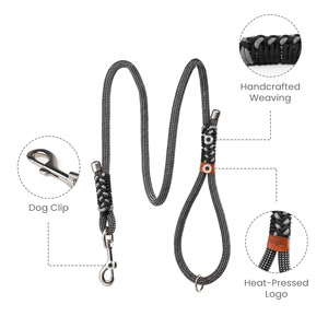 Nylon <b>Dog</b> <b>Leash</b> With Braided Handle Hands Free Reflective For <b>Dogs</b> Simple Style Durable Solid Color - Product Image 3