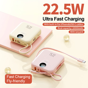 PD 22.5W Fast Charging with Built in 2 <b>Cables</b> High-Capacity Powerbank 10000mAh Portable Digital <b>Display</b> Power Bank - Product Image 3