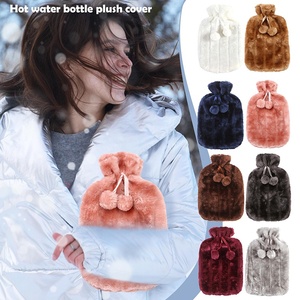 Sac à eau chaude étui de protection en peluche bouteille chaude couverture douce fausse fourrure sac à eau couverture amovible conservation de la chaleur fournitures d'hiver - Product Image 2