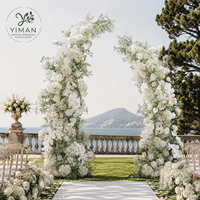 Arche de fleurs artificielles blanches YM en gros pour mariage, arrangement de roses, arche florale blanche et verte pour décoration de mariage