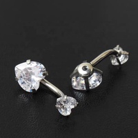 Bijoux de corps en titane G23 personnalisés en gros avec cœur en CZ, anneau de nombril à filetage interne, cadeau pour mariage, fête, fiançailles