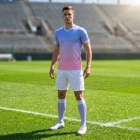 Ensemble de maillots de football pour hommes adultes, dégradé de couleurs, uniforme de football, séchage rapide, col en V, uniforme de football multicolores
