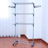 Nouveaux Étagères de Séchage Multi-niveaux en Plastique 2021, Étagère à Vêtements Pliable Suspendue pour Balcon, Étagère à Manteaux Mobile avec Organisateurs de Chaussures