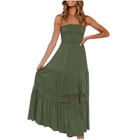 Blanc Sexy couleur unie élégante longue robe de soirée femmes soutien-gorge sans manches dentelle épissure robe de bal grande taille décontracté femmes robe